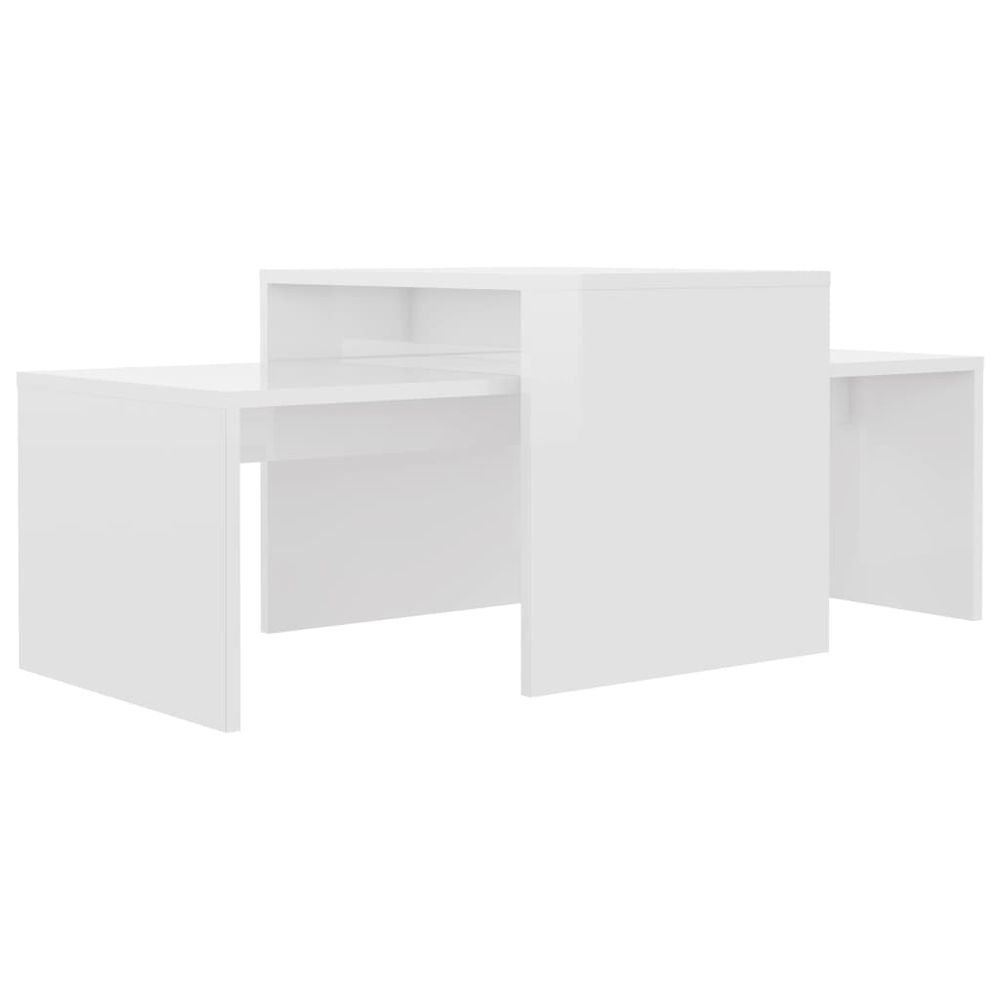 Vidaxl Konferenčné stolíky, lesklé biele 100x48x40 cm, drevotrieska